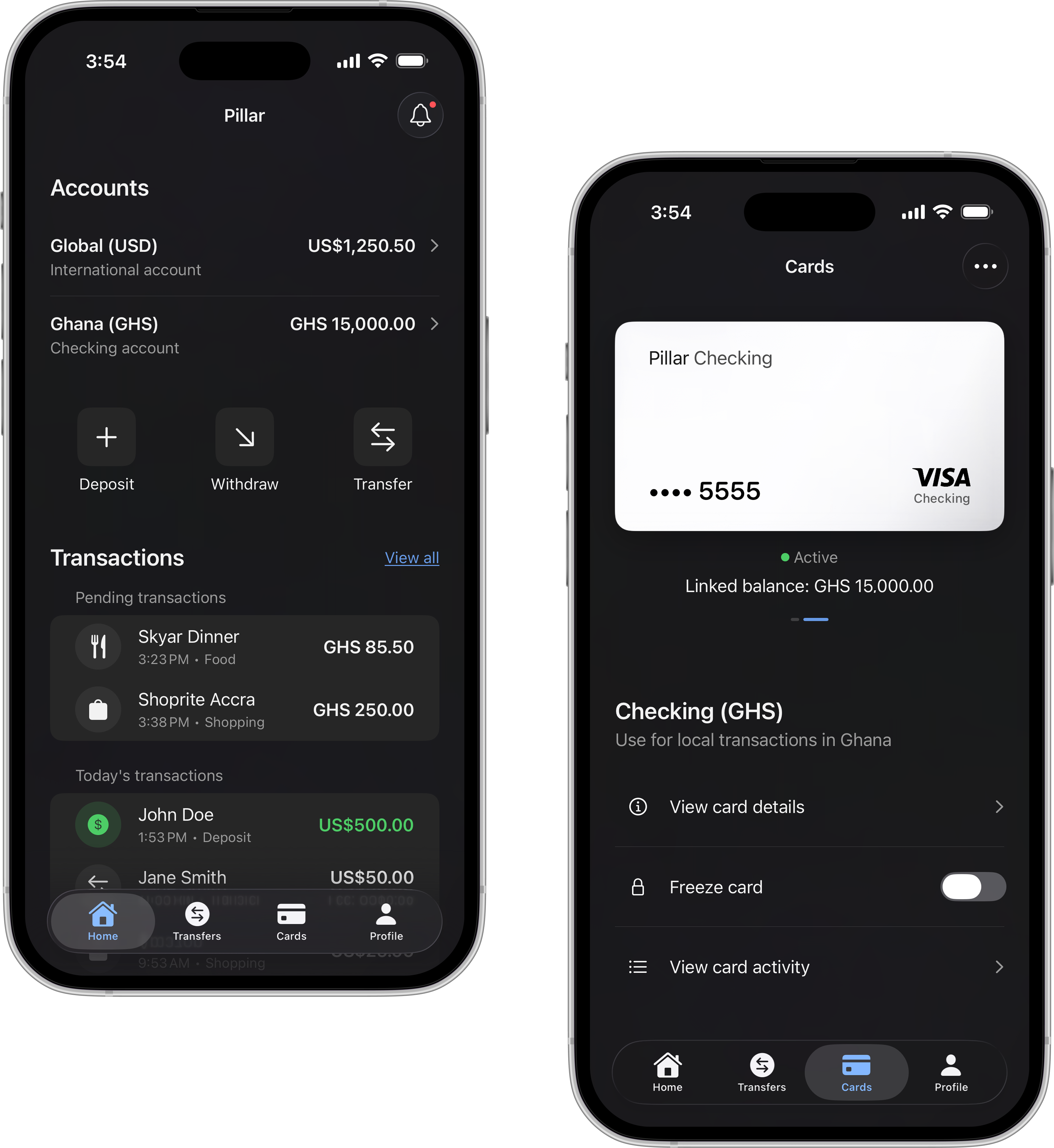Pillar app on a phone
